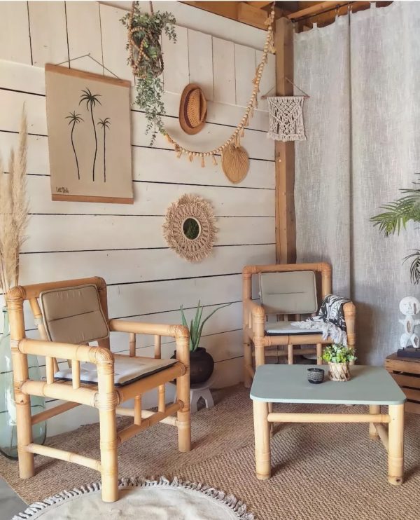 Salon jardin Bambou fauteuils table