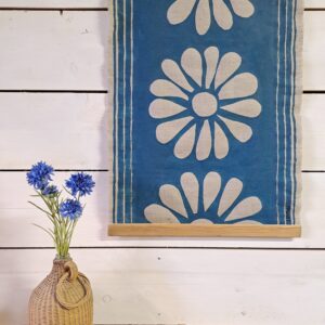 tenture murale botanique peinture décoration fleur bleu